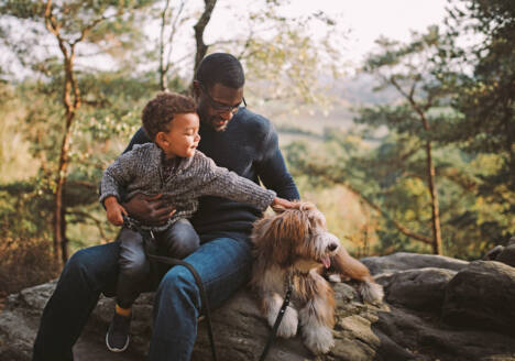 Father son and sheepdog